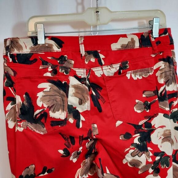 Chicos The Platinum Jegging Casual Red Brown Black Cream Floral Skinny Leg Pants - Picture 3 of 9